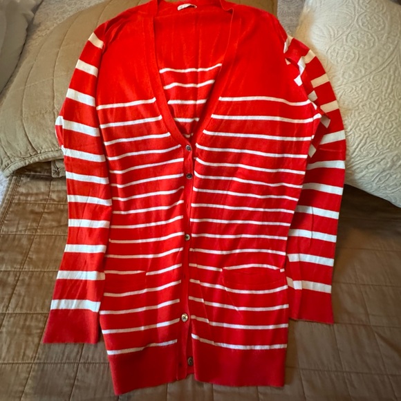 Gap Orange and White Striped Women's cardigan - Picture 1 of 6